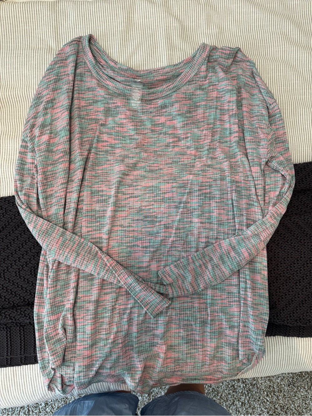 Lou & Grey Heathered Pink and Mint Long-Sleeve Top